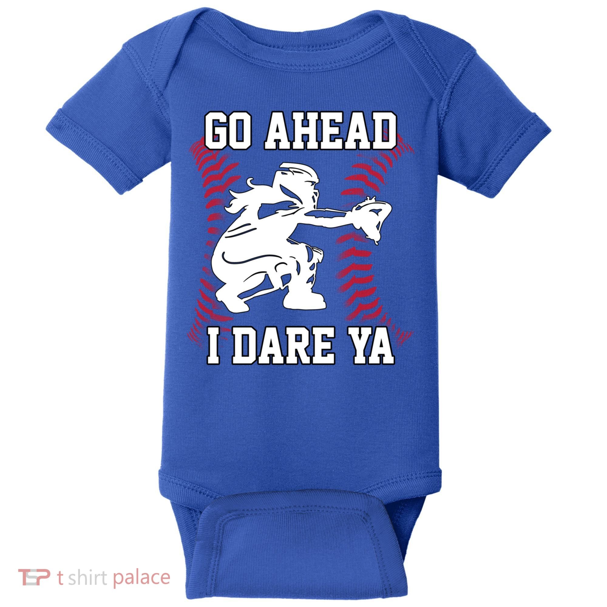 S Softball Catcher Funny N I Dare Ya Gift Baby Bodysuit