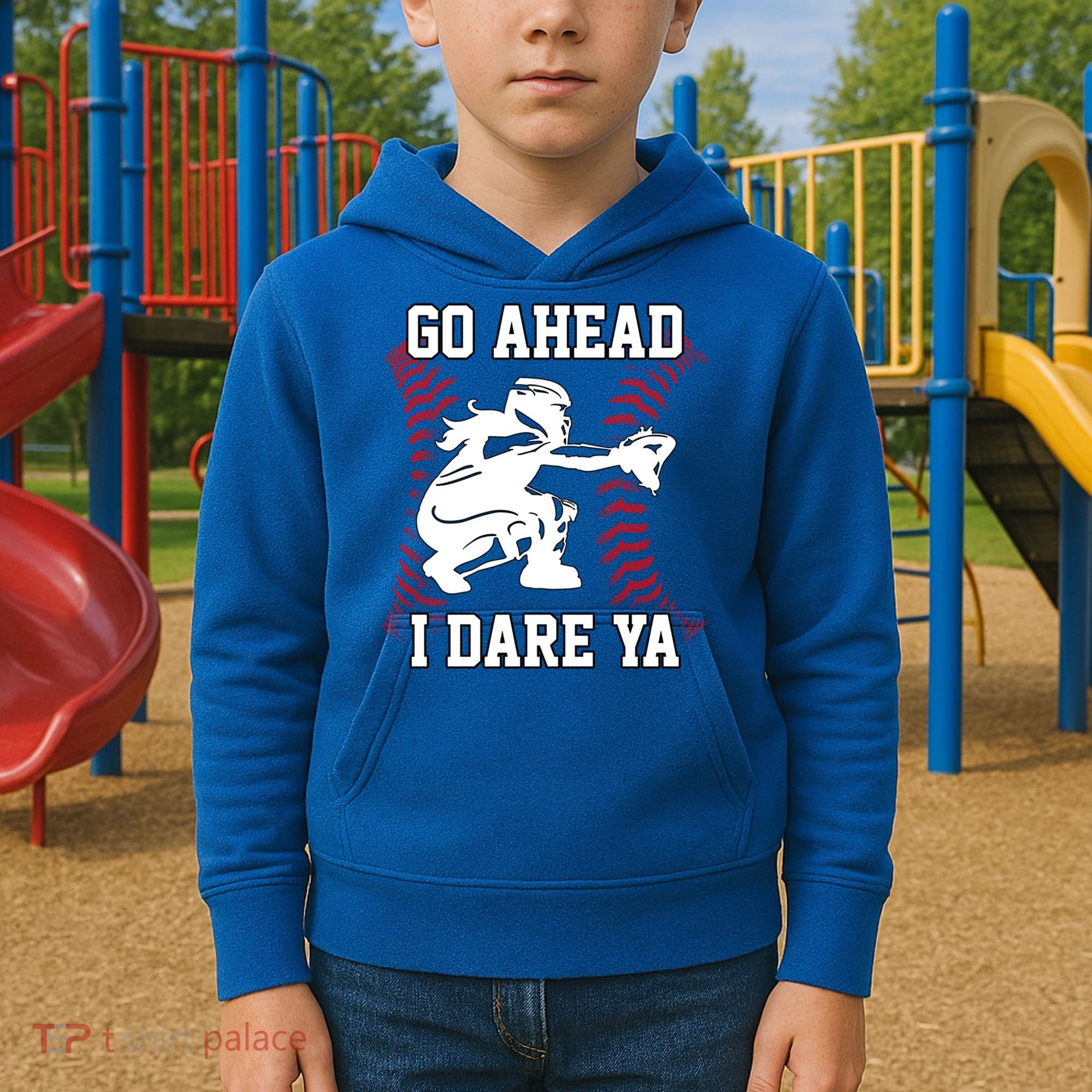 S Softball Catcher Funny N I Dare Ya Gift Kids Hoodie