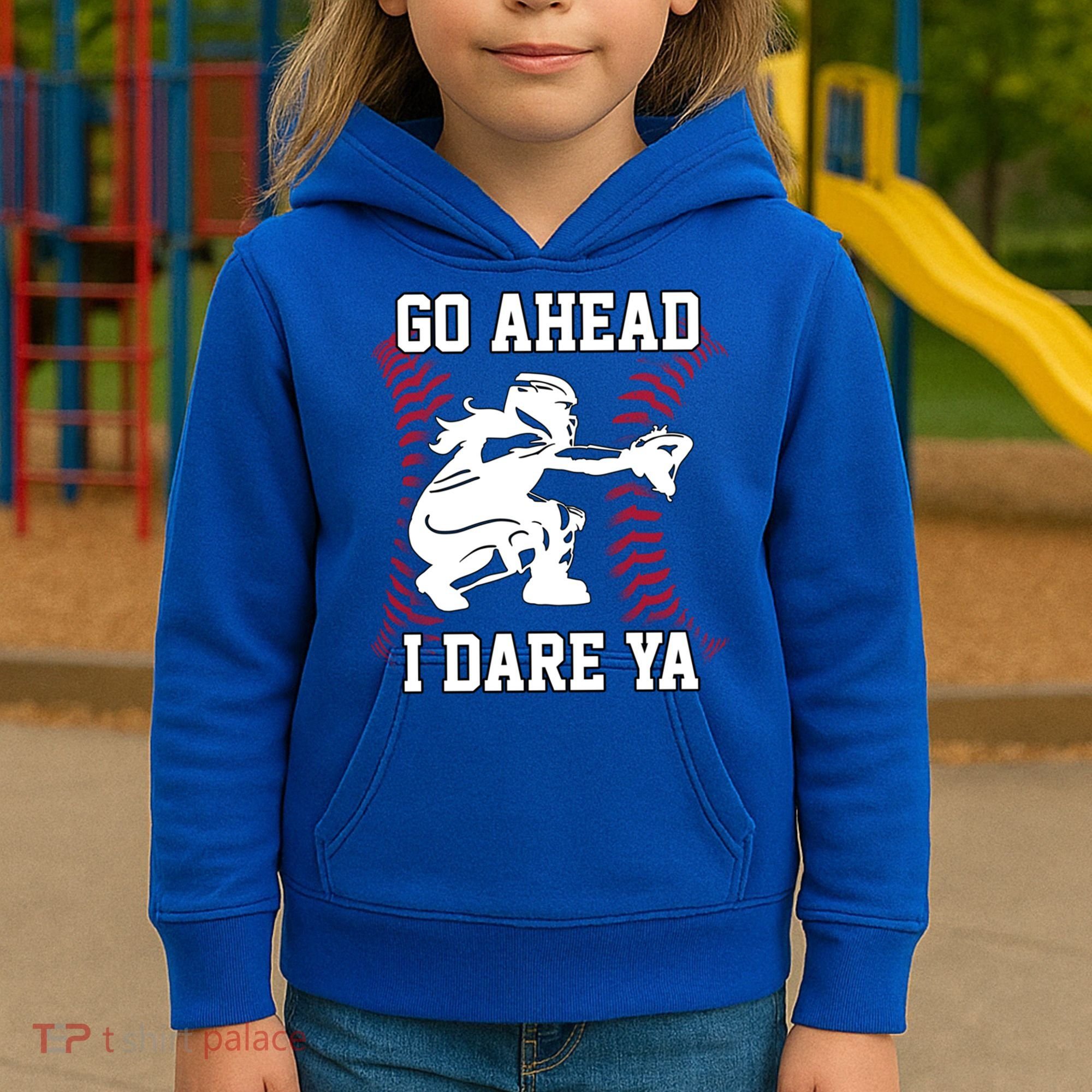 S Softball Catcher Funny N I Dare Ya Gift Kids Hoodie