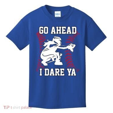 S Softball Catcher Funny N I Dare Ya Gift Kids T-Shirt