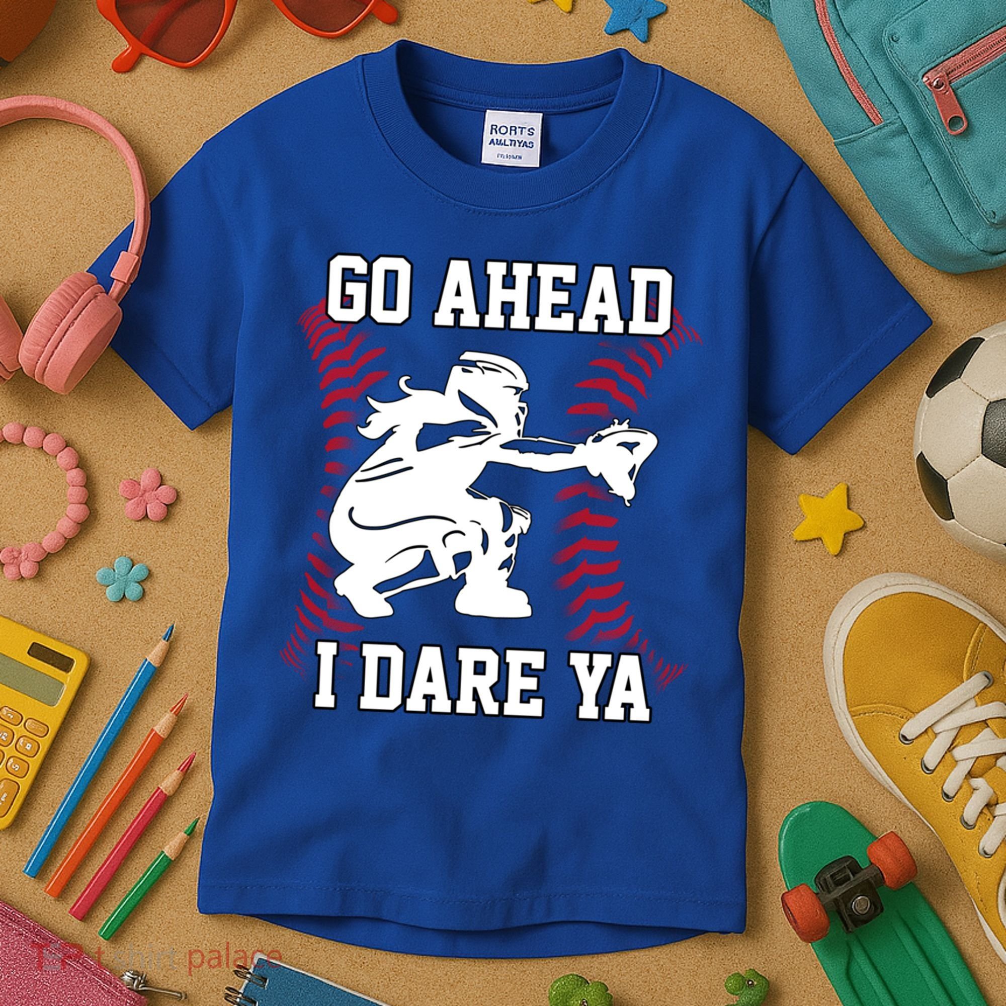 S Softball Catcher Funny N I Dare Ya Gift Kids T-Shirt