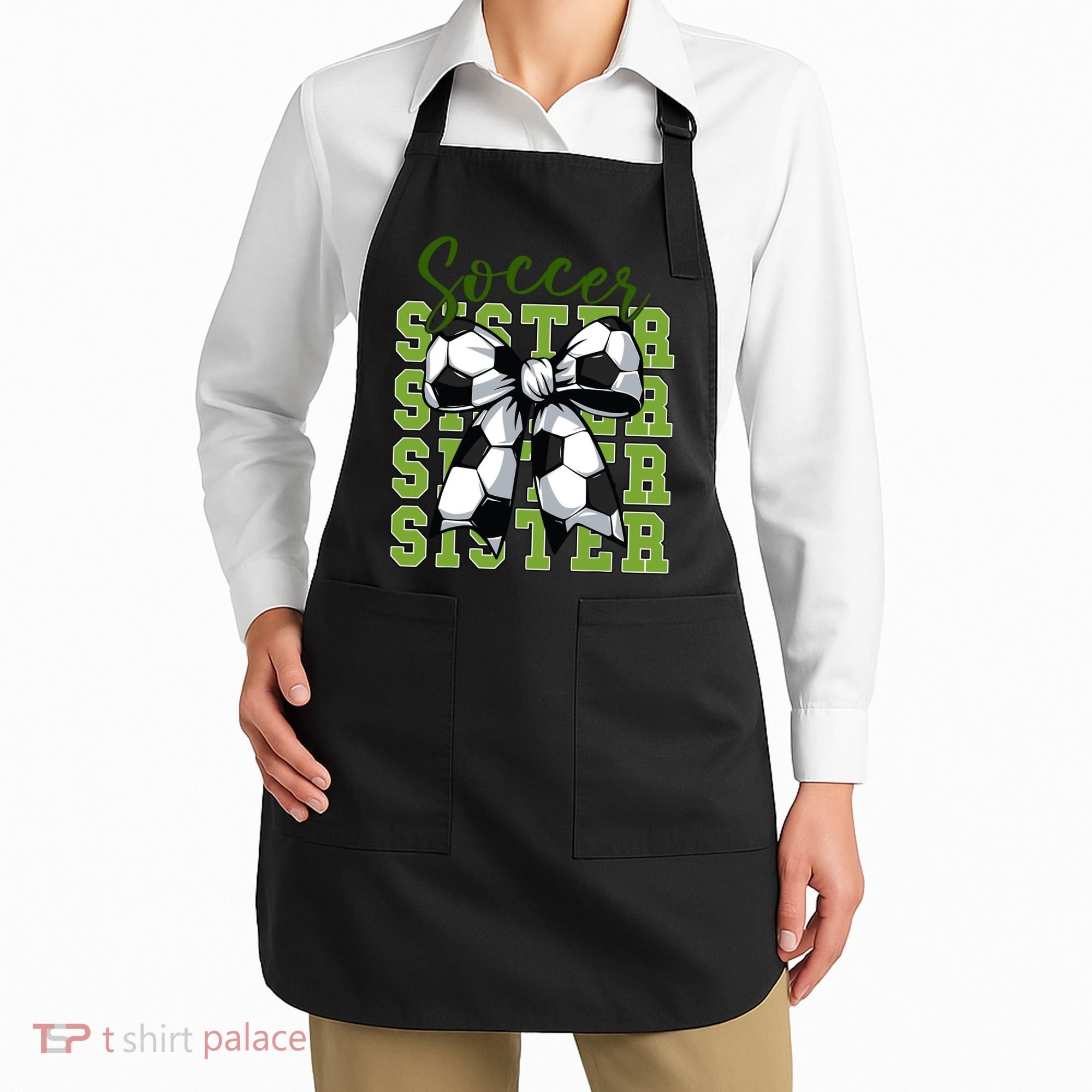 Soccer Sister Coquette Bow Cute Mom Apron