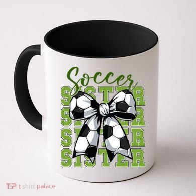 Soccer Sister Coquette Bow Cute Mom Coffee Mug