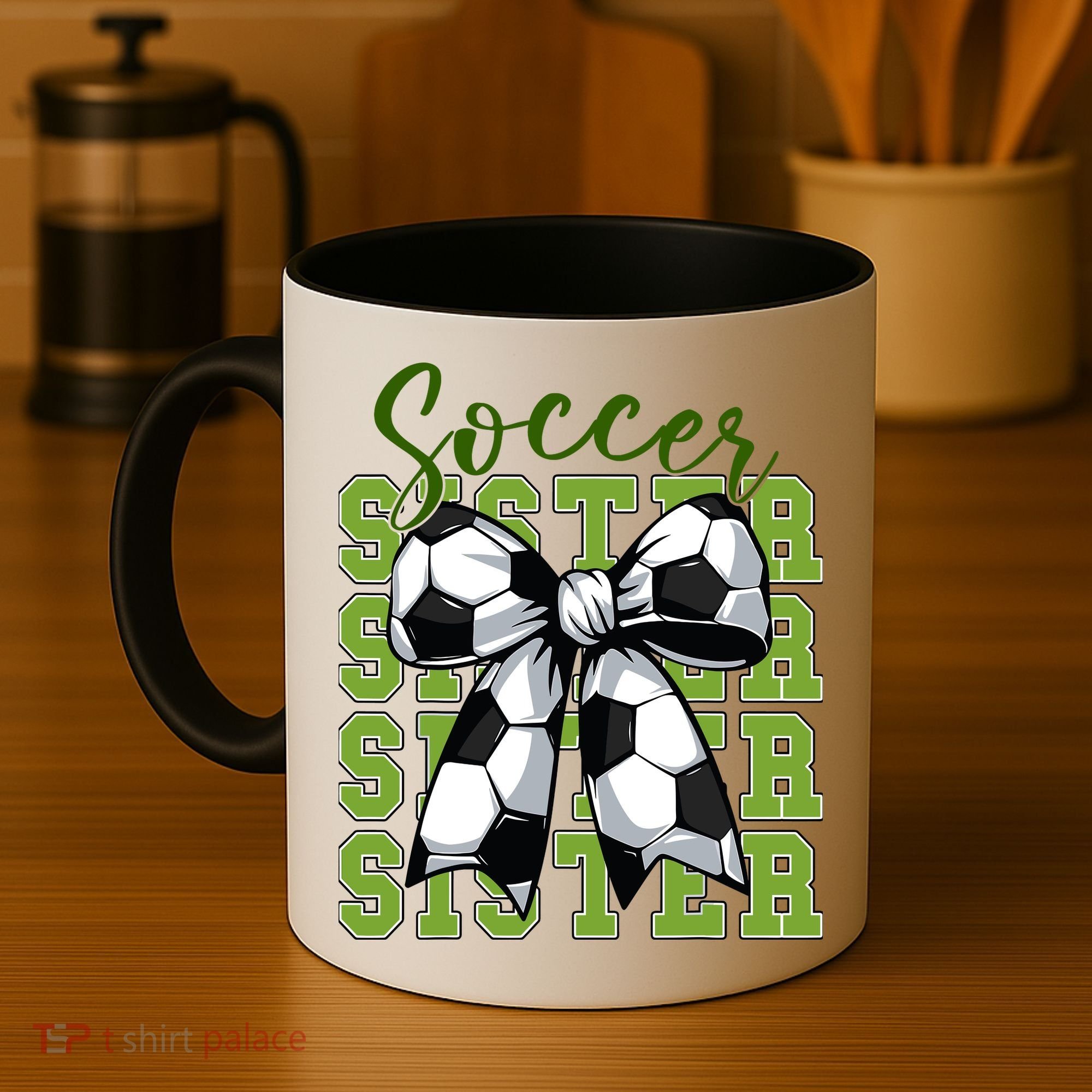 Soccer Sister Coquette Bow Cute Mom Coffee Mug