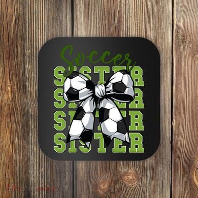 Soccer Sister Coquette Bow Cute Mom Coaster