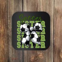 Soccer Sister Coquette Bow Cute Mom Coaster thumb 0