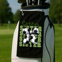 Soccer Sister Coquette Bow Cute Mom Golf Towel thumb 2