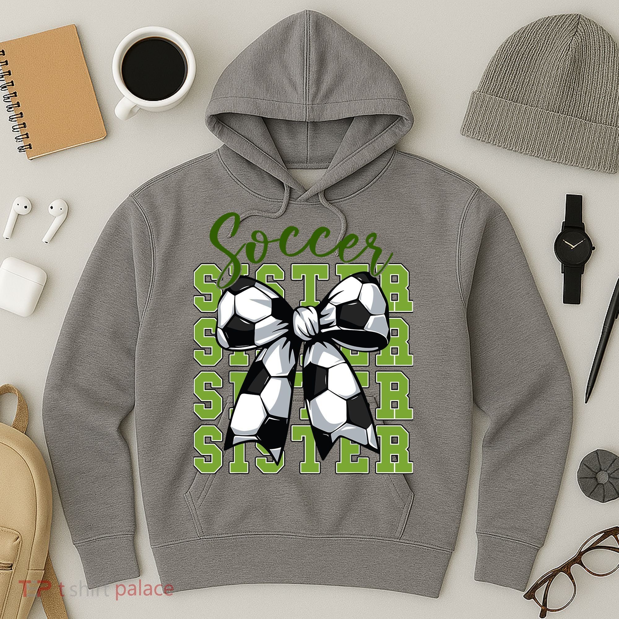Soccer Sister Coquette Bow Cute Mom Hoodie