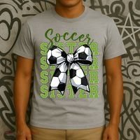 Soccer Sister Coquette Bow Cute Mom T-Shirt thumb 3