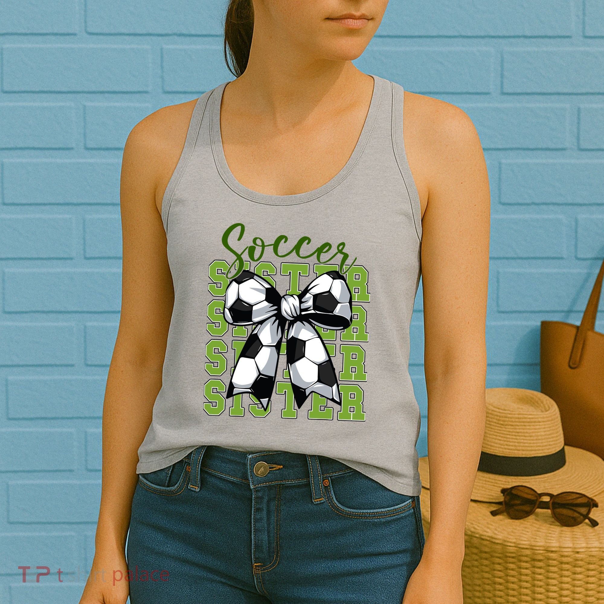Soccer Sister Coquette Bow Cute Mom Women's Tank Top