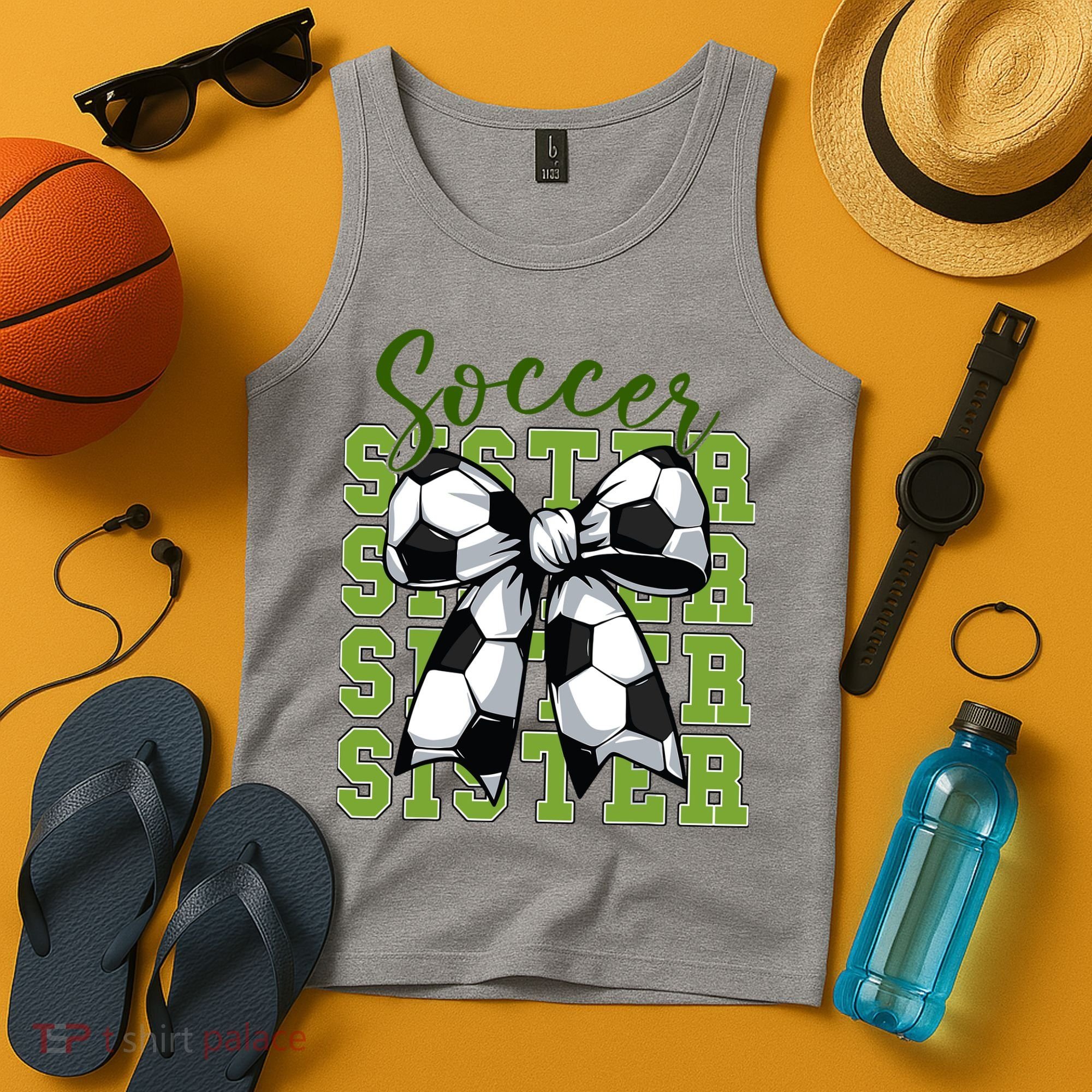 Soccer Sister Coquette Bow Cute Mom Tank Top