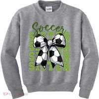 Soccer Sister Coquette Bow Cute Mom Kids Sweatshirt thumb 0