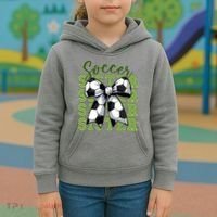 Soccer Sister Coquette Bow Cute Mom Kids Hoodie thumb 3