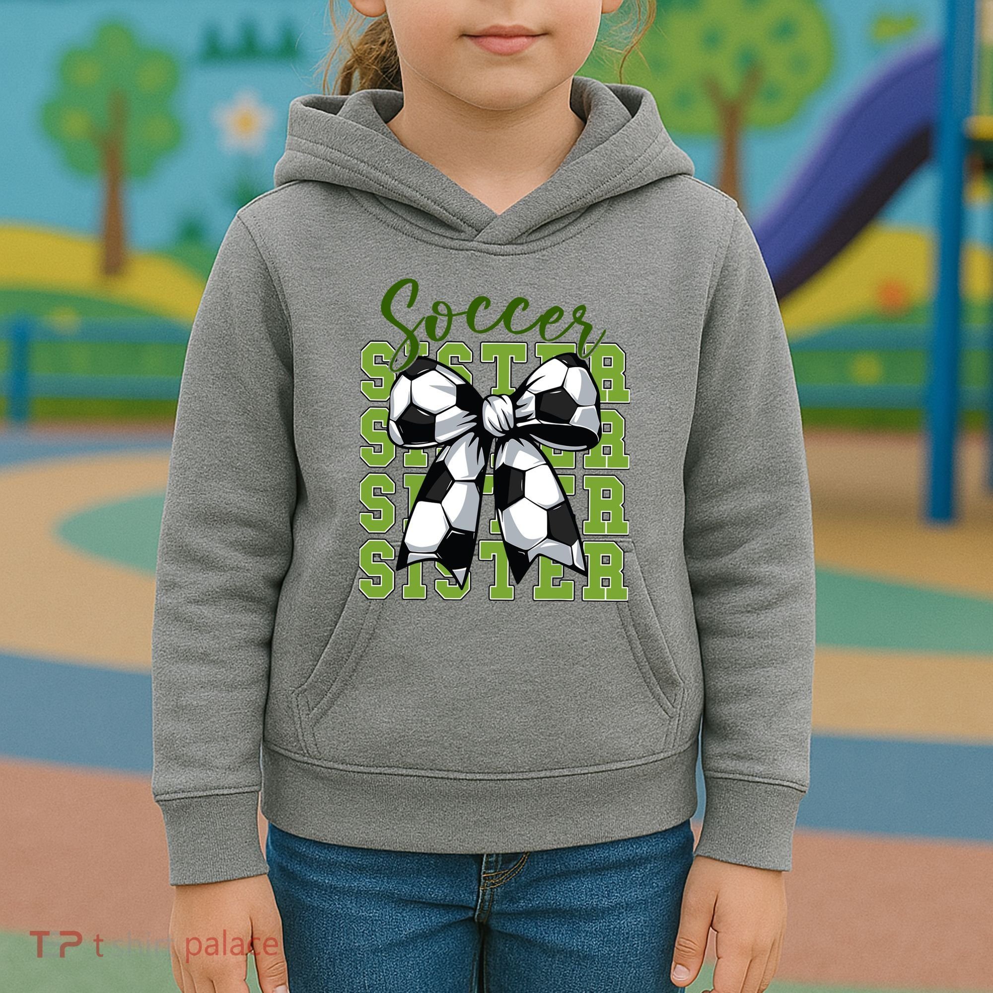 Soccer Sister Coquette Bow Cute Mom Kids Hoodie