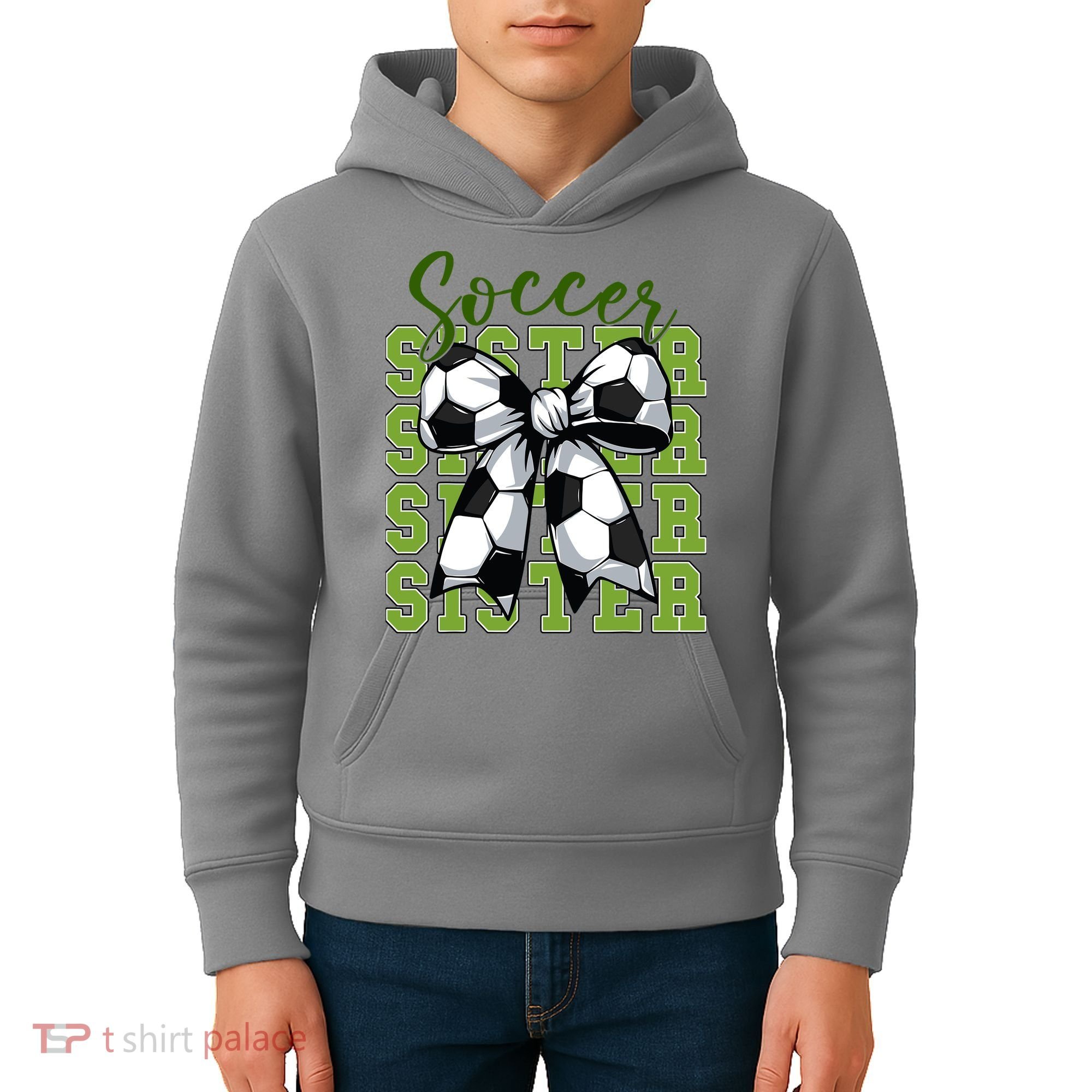 Soccer Sister Coquette Bow Cute Mom Kids Hoodie