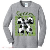 Soccer Sister Coquette Bow Cute Mom Kids Long Sleeve Shirt thumb 0