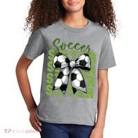 Soccer Sister Coquette Bow Cute Mom Kids T-Shirt thumb 2