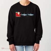 Shark Santa Christmas Sleigh Funny Shark Xmas Gift Women's Sweatshirt thumb 0