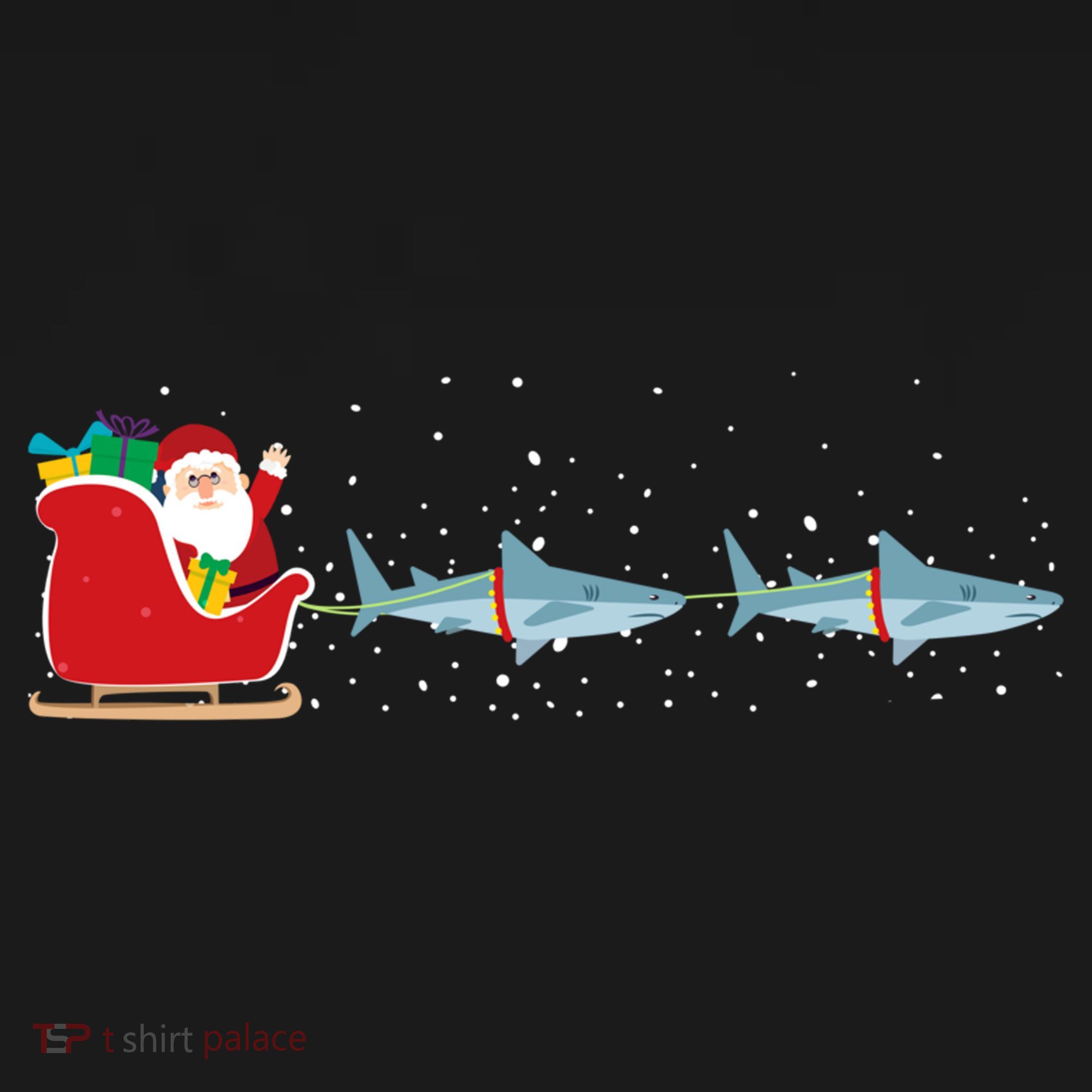 Shark Santa Christmas Sleigh Funny Shark Xmas Gift Doggie Tank