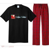 Shark Santa Christmas Sleigh Funny Shark Xmas Gift Pajama Set thumb 0