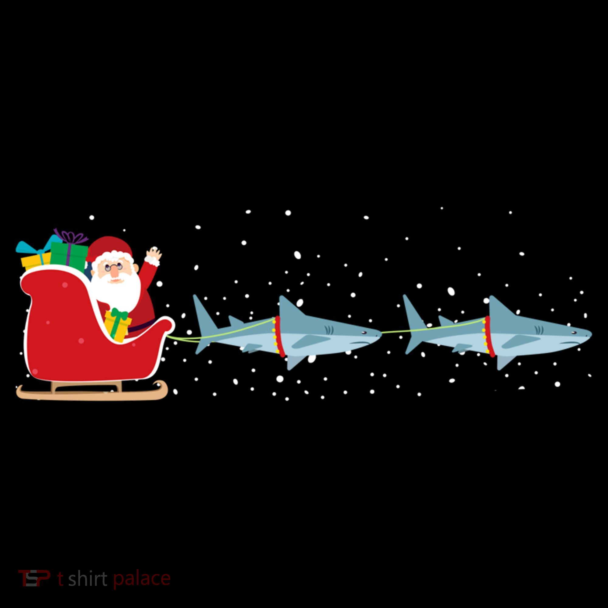 Shark Santa Christmas Sleigh Funny Shark Xmas Gift Women's Hoodie