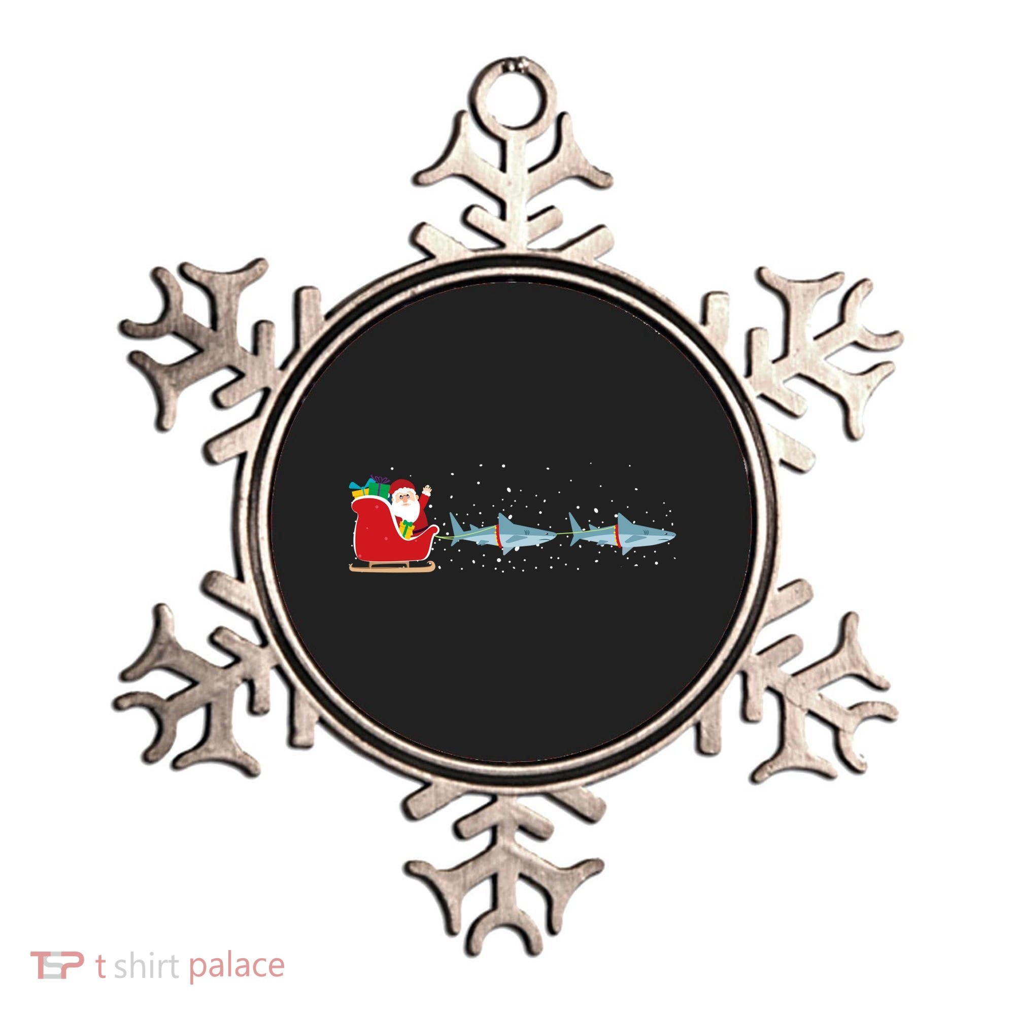 Shark Santa Christmas Sleigh Funny Shark Xmas Gift Ornament