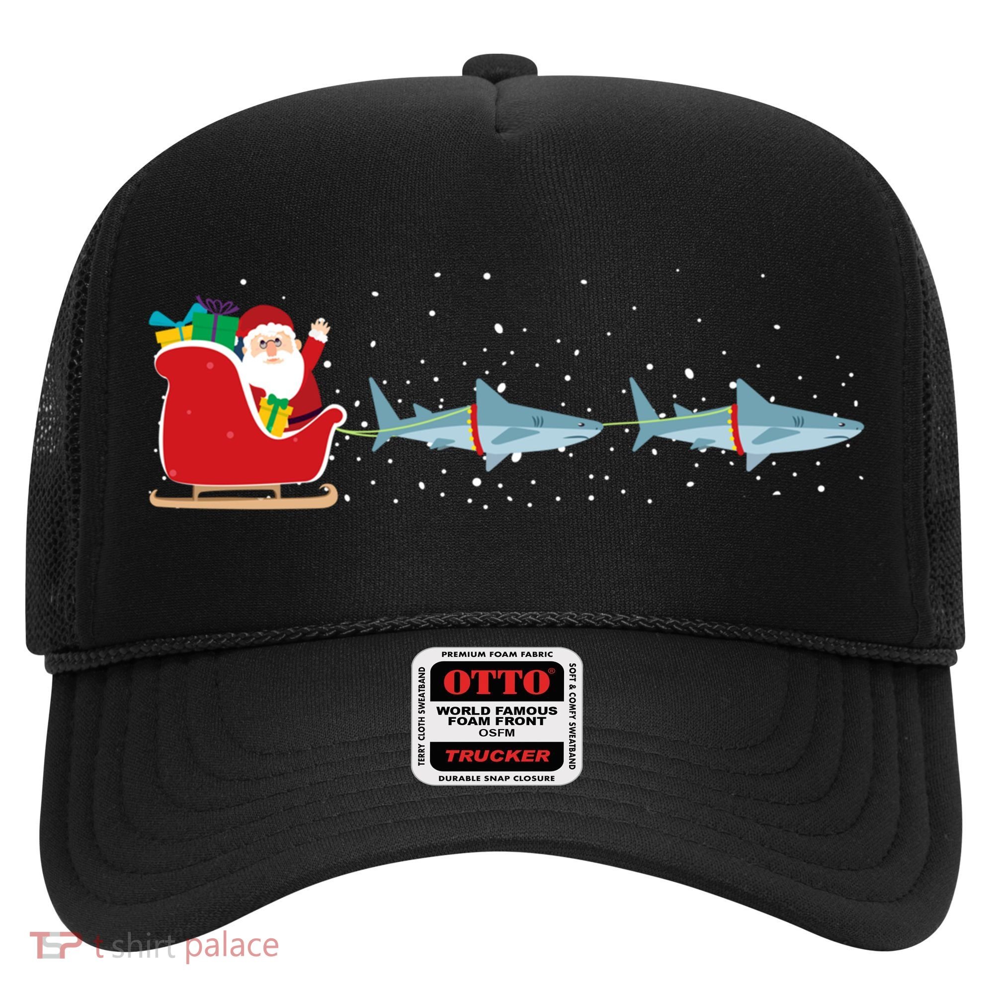 Shark Santa Christmas Sleigh Funny Shark Xmas Gift Hat