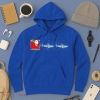 Shark Santa Christmas Sleigh Funny Shark Xmas Gift Hoodie thumb 3