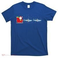 Shark Santa Christmas Sleigh Funny Shark Xmas Gift T-Shirt thumb 0