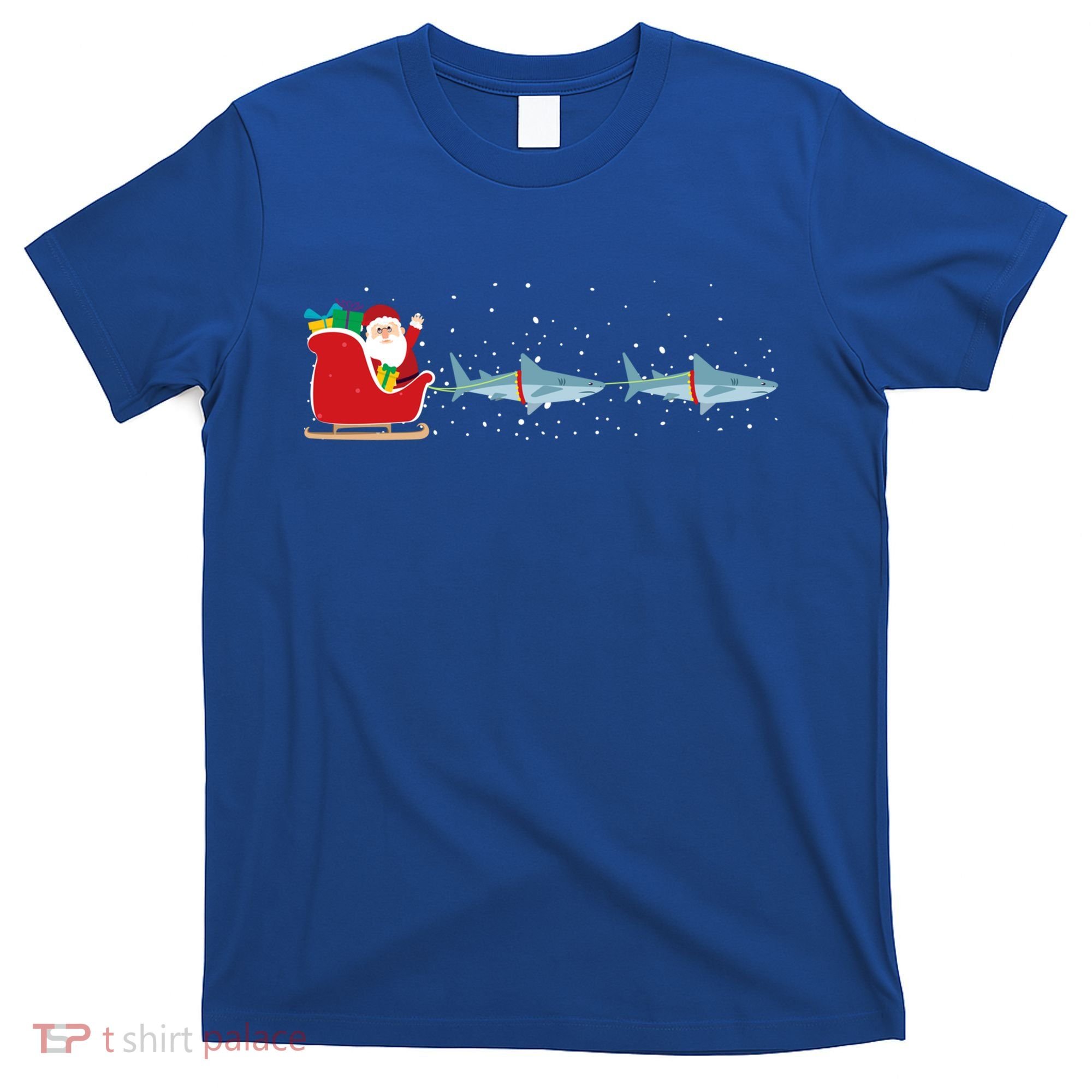 Shark Santa Christmas Sleigh Funny Shark Xmas Gift T-Shirt