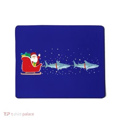 Shark Santa Christmas Sleigh Funny Shark Xmas Gift Mousepad