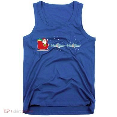 Shark Santa Christmas Sleigh Funny Shark Xmas Gift Tank Top