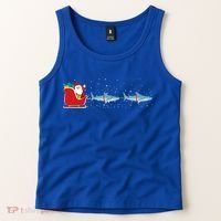 Shark Santa Christmas Sleigh Funny Shark Xmas Gift Tank Top thumb 2