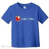 Shark Santa Christmas Sleigh Funny Shark Xmas Gift Toddler T-Shirt thumb 0