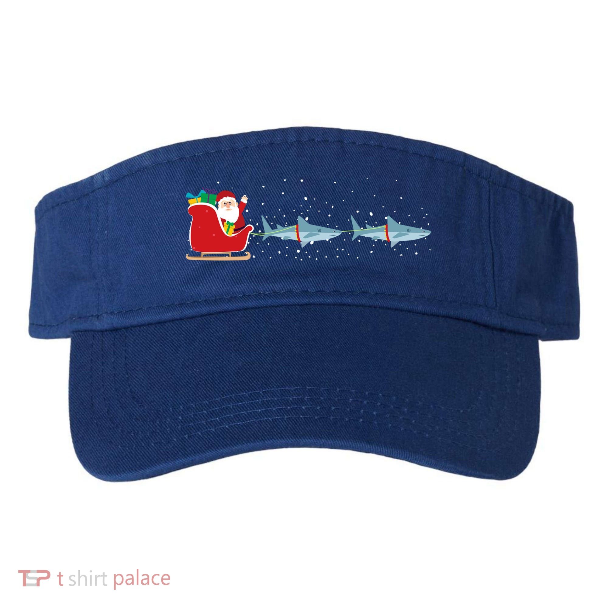 Shark Santa Christmas Sleigh Funny Shark Xmas Gift Visor
