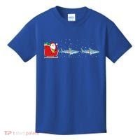 Shark Santa Christmas Sleigh Funny Shark Xmas Gift Kids T-Shirt thumb 0