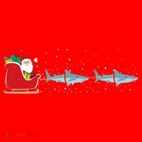 Shark Santa Christmas Sleigh Funny Shark Xmas Gift Santa Hat thumb 1
