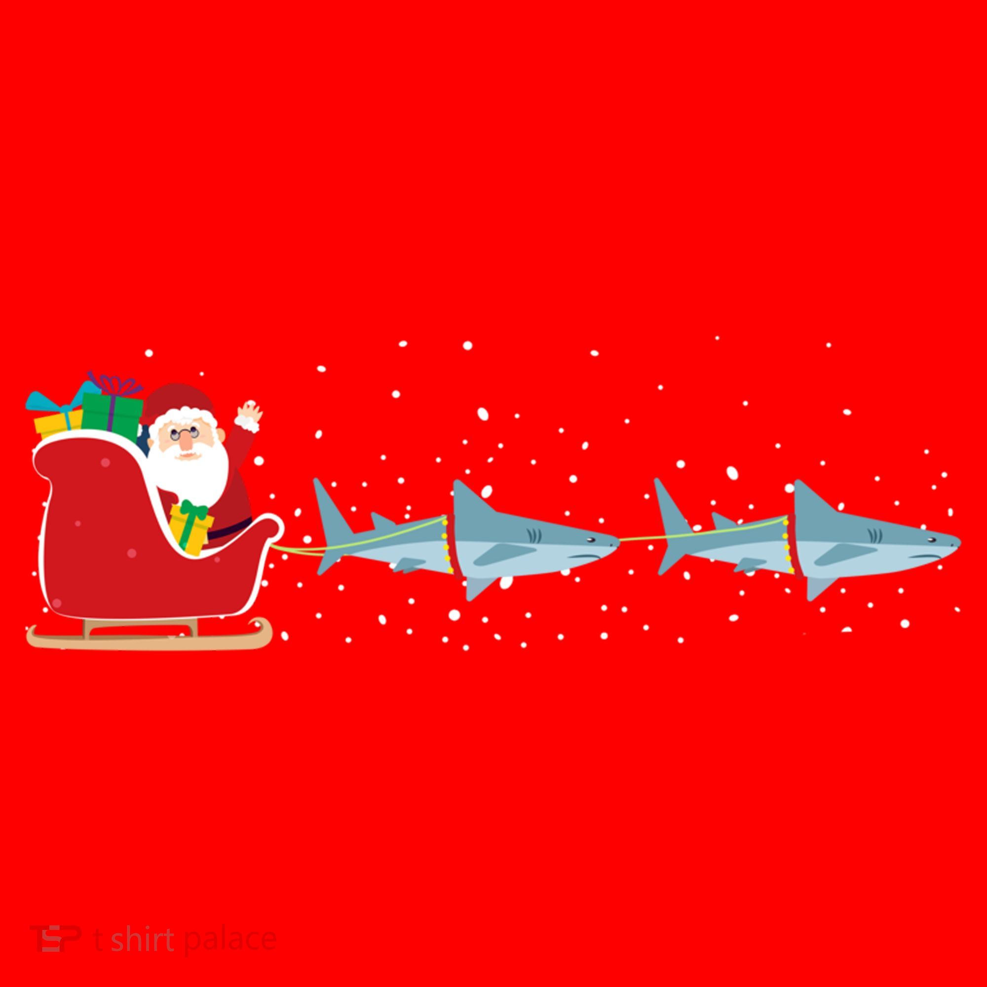 Shark Santa Christmas Sleigh Funny Shark Xmas Gift Santa Hat