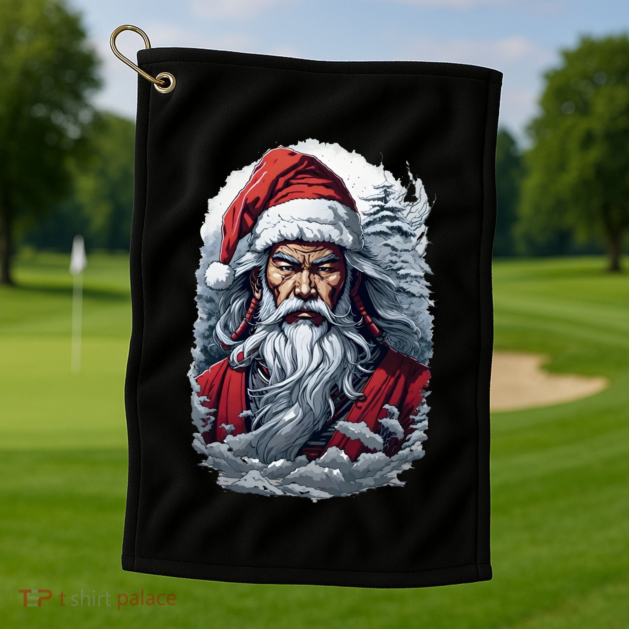 Samurai Santa Claus Golf Towel