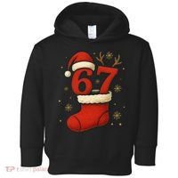 Six Seven Christmas 67 Stocking Santa Reindeer Toddler Hoodie thumb 0