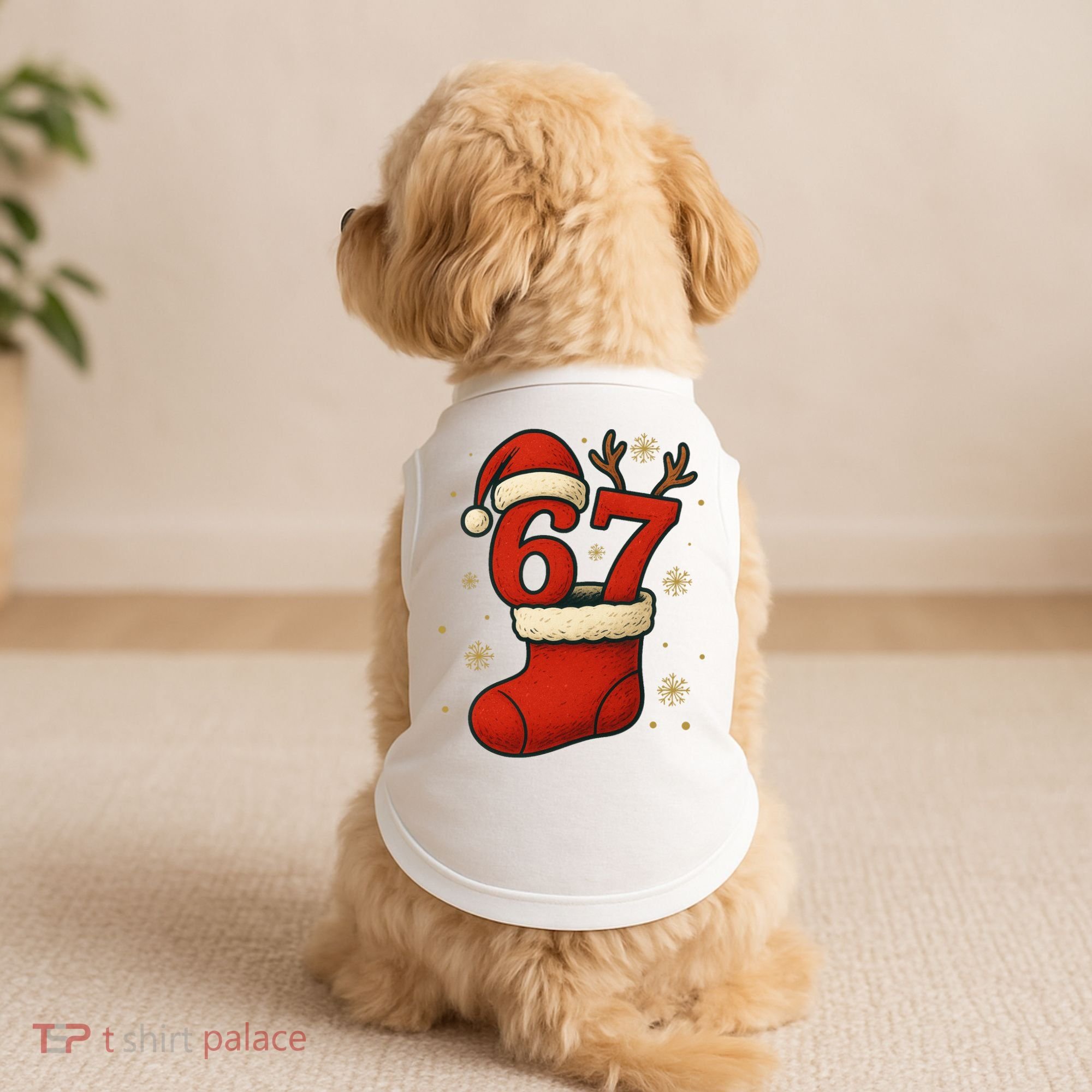 Six Seven Christmas 67 Stocking Santa Reindeer Doggie Tank
