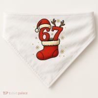Six Seven Christmas 67 Stocking Santa Reindeer USA-Made Doggie Bandana thumb 0
