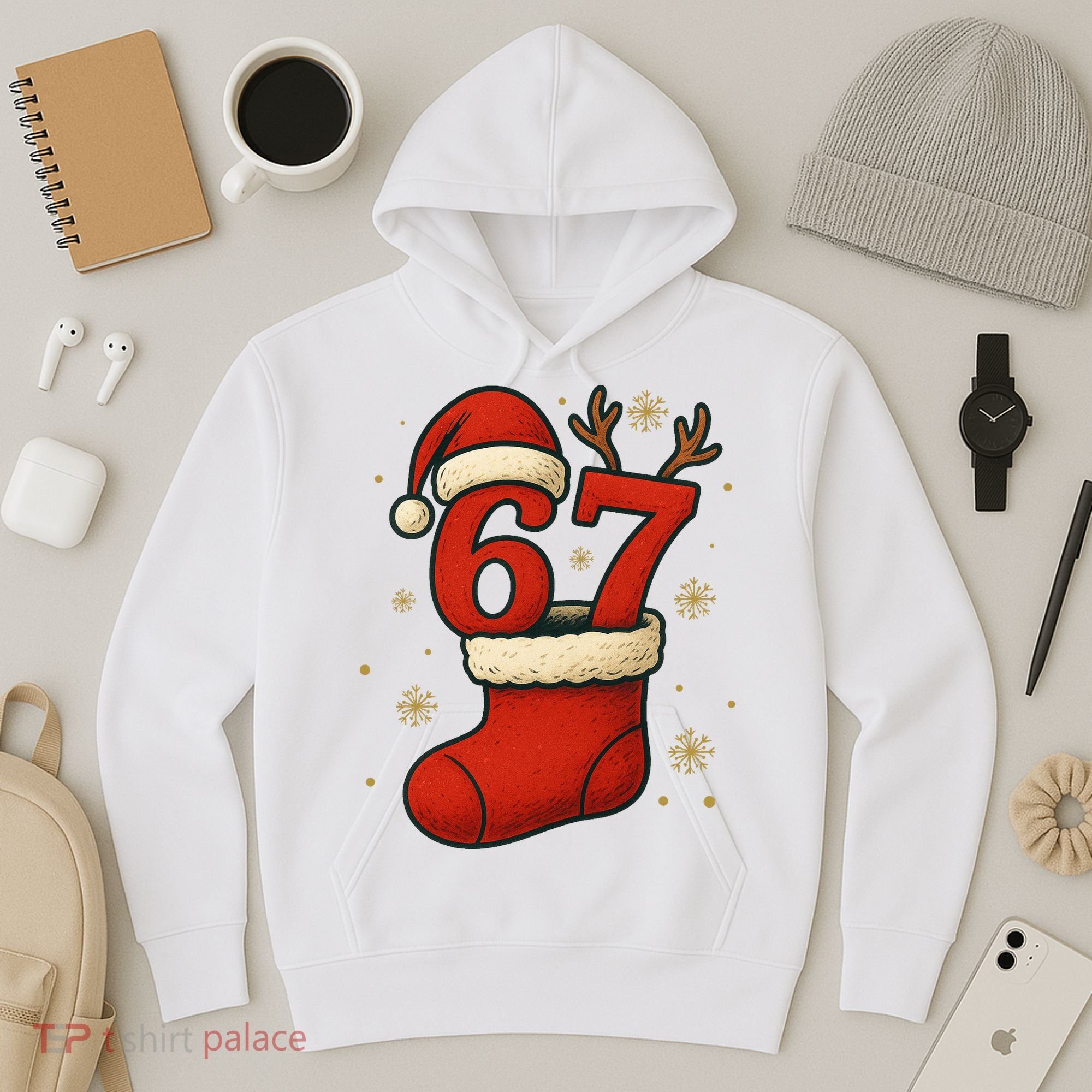 Six Seven Christmas 67 Stocking Santa Reindeer Hoodie