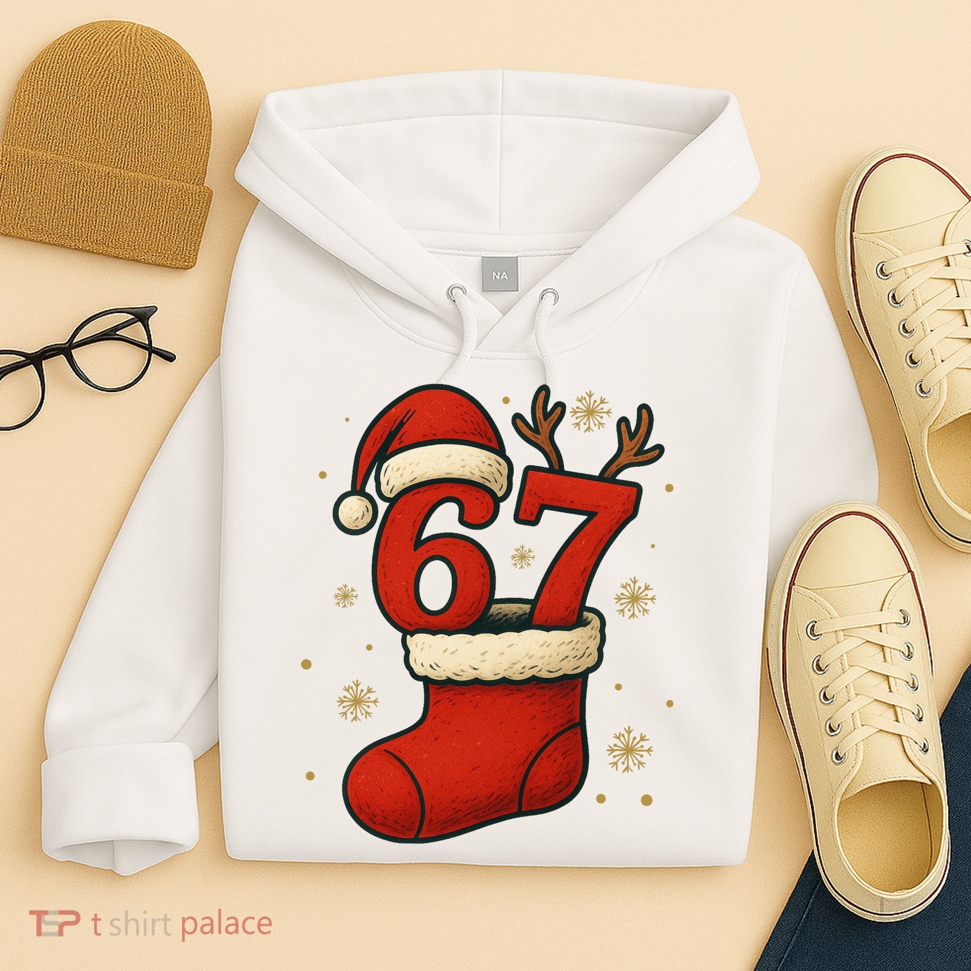 Six Seven Christmas 67 Stocking Santa Reindeer Hoodie