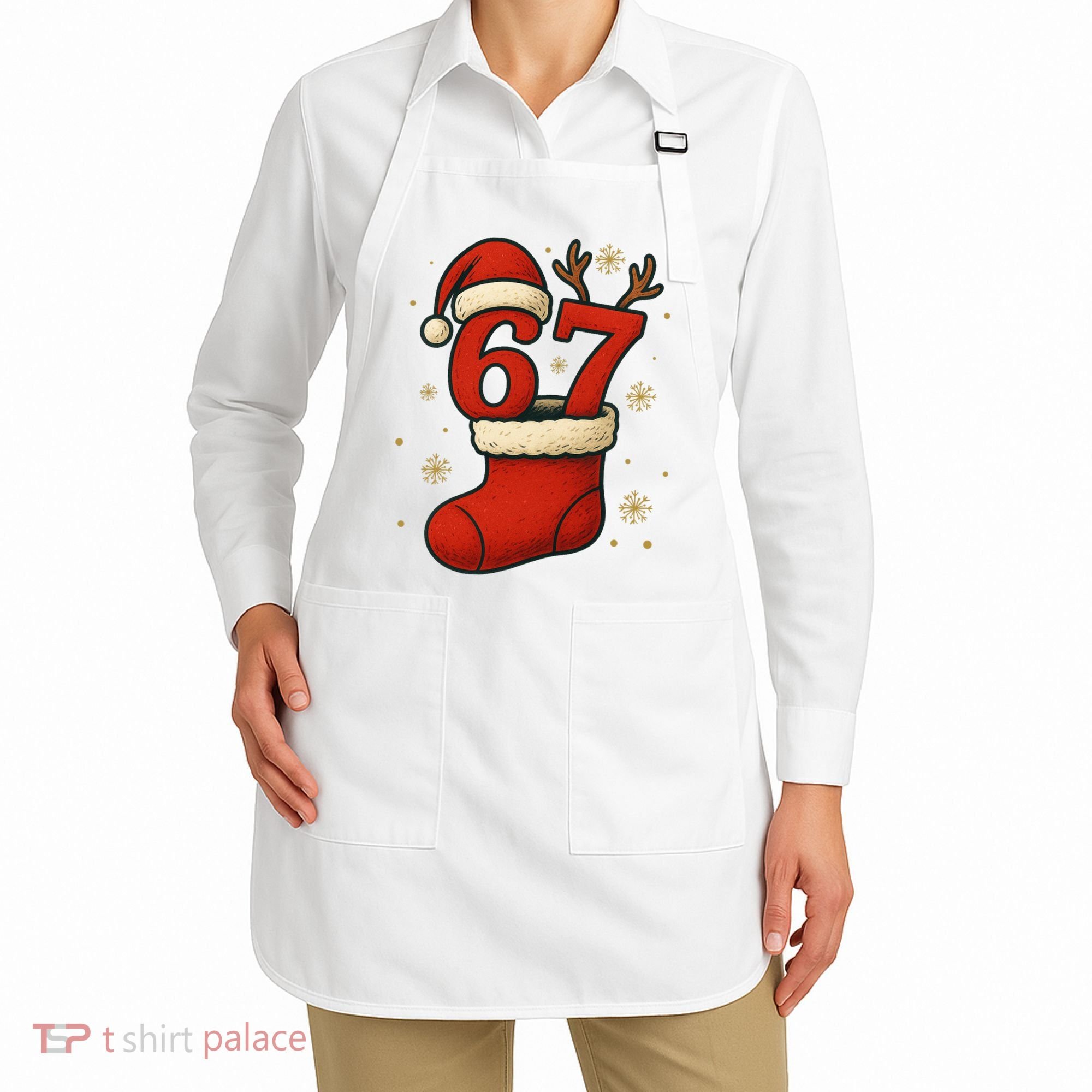 Six Seven Christmas 67 Stocking Santa Reindeer Apron