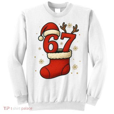Six Seven Christmas 67 Stocking Santa Reindeer Sweatshirt