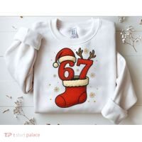 Six Seven Christmas 67 Stocking Santa Reindeer Sweatshirt thumb 2