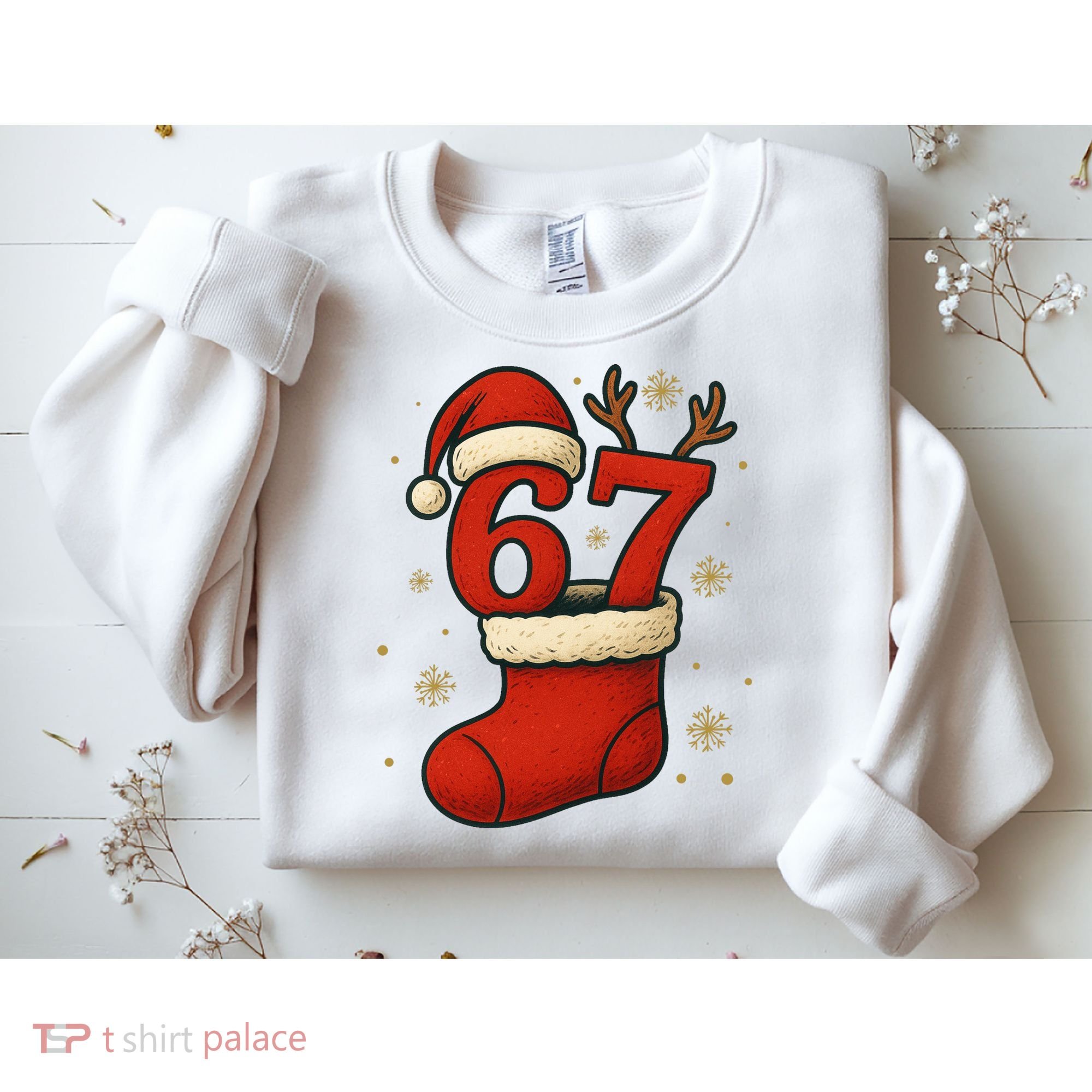 Six Seven Christmas 67 Stocking Santa Reindeer Sweatshirt
