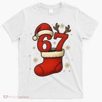 Six Seven Christmas 67 Stocking Santa Reindeer T-Shirt thumb 0