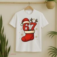 Six Seven Christmas 67 Stocking Santa Reindeer T-Shirt thumb 2